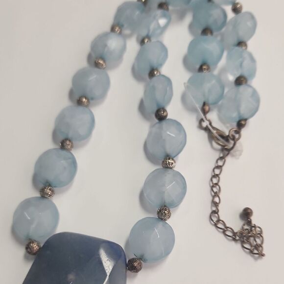 Large Blue Semi Precious Stone Necklace - Picture 3 of 6